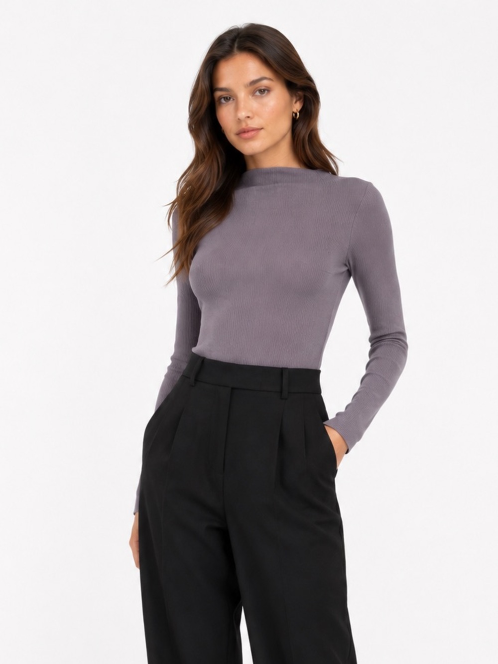 ZARA Mauve contour rib bodysuit XS/small